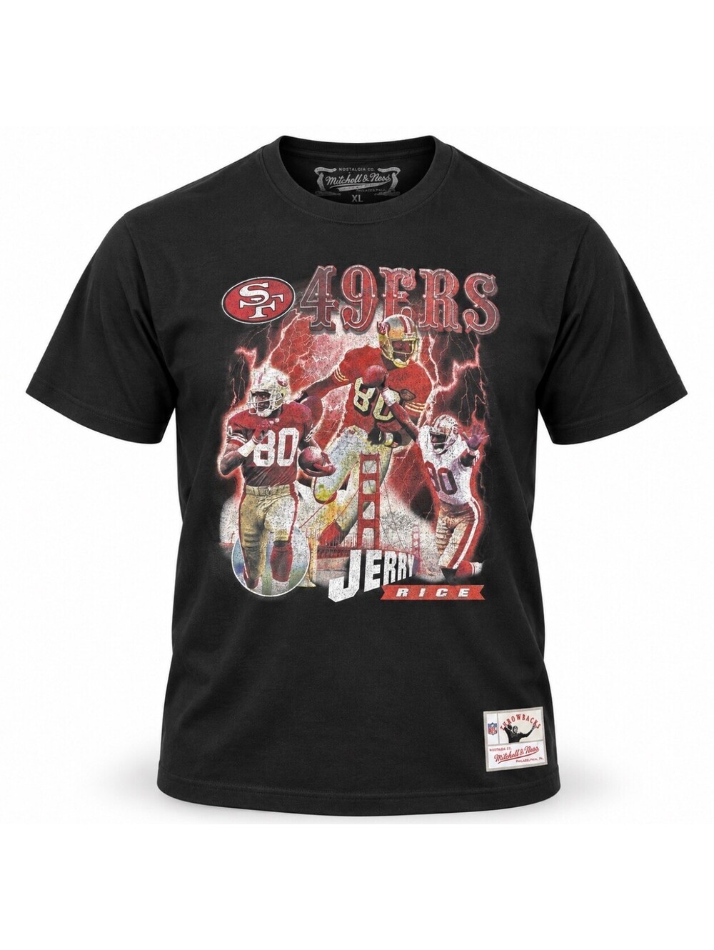 Mitchell & Ness Jerry Rice 49ers Throwback Tee Men’s XL Black NFL Vintage Hype